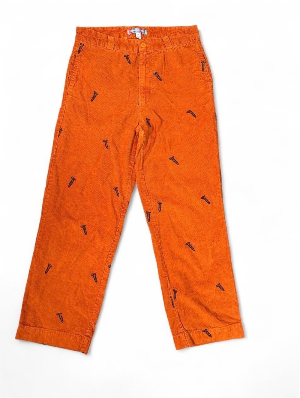 Urban Outfitters Orange Corduroy Screw Embroidered Pants Men’s 30 Baggy